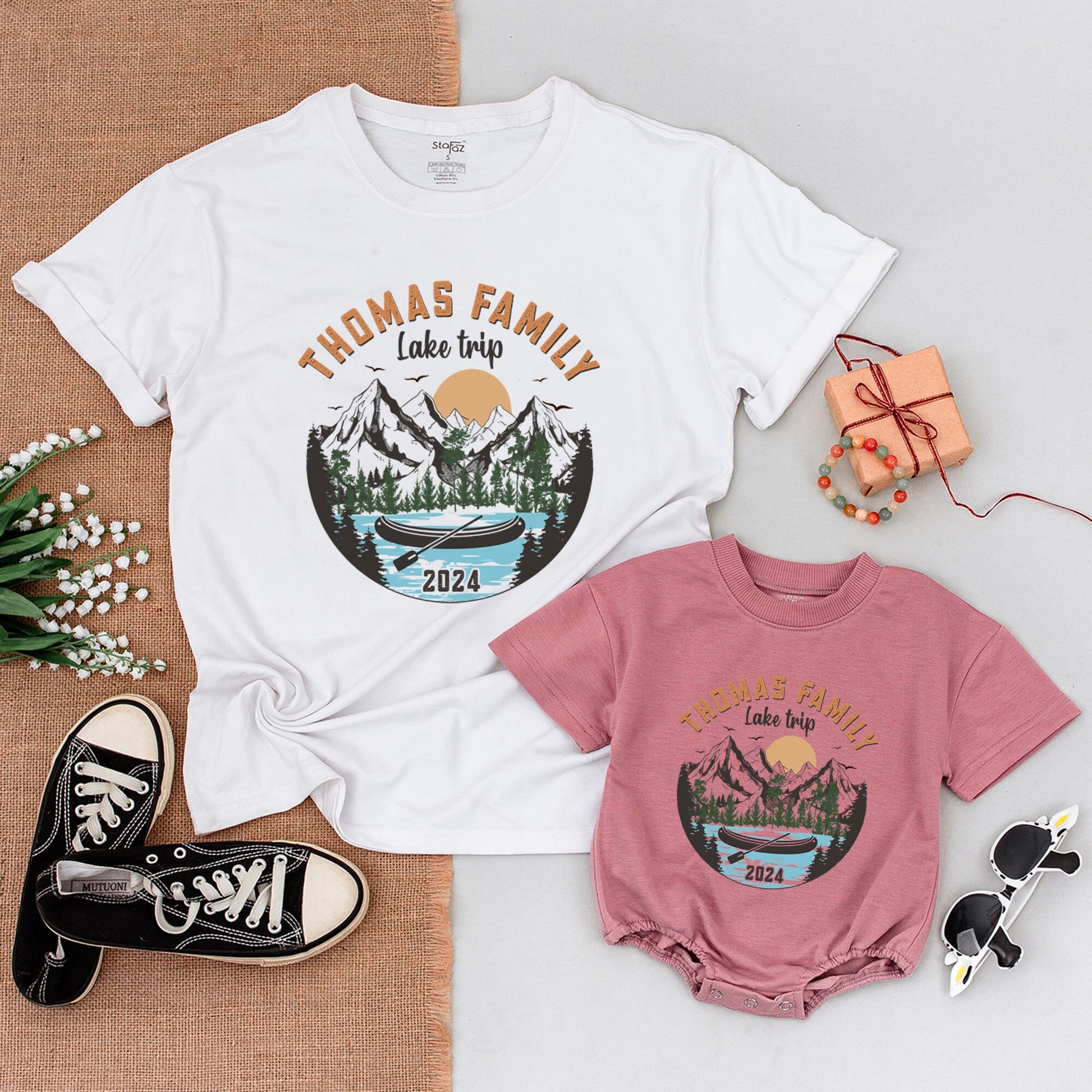 Personalized Lake Trip Family Matching Shirts Boat Party Custom Name Vacation Outfits Baby Bodysuit Making Memories On Lake Time Gift