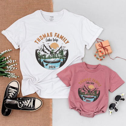 Personalized Lake Trip Family Matching Shirts Boat Party Custom Name Vacation Outfits Baby Bodysuit Making Memories On Lake Time Gift