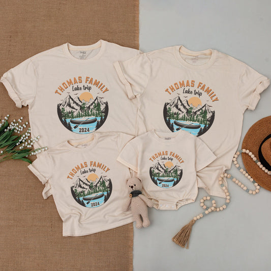 Personalized Lake Trip Family Matching Shirts Boat Party Custom Name Vacation Outfits Baby Bodysuit Making Memories On Lake Time Gift