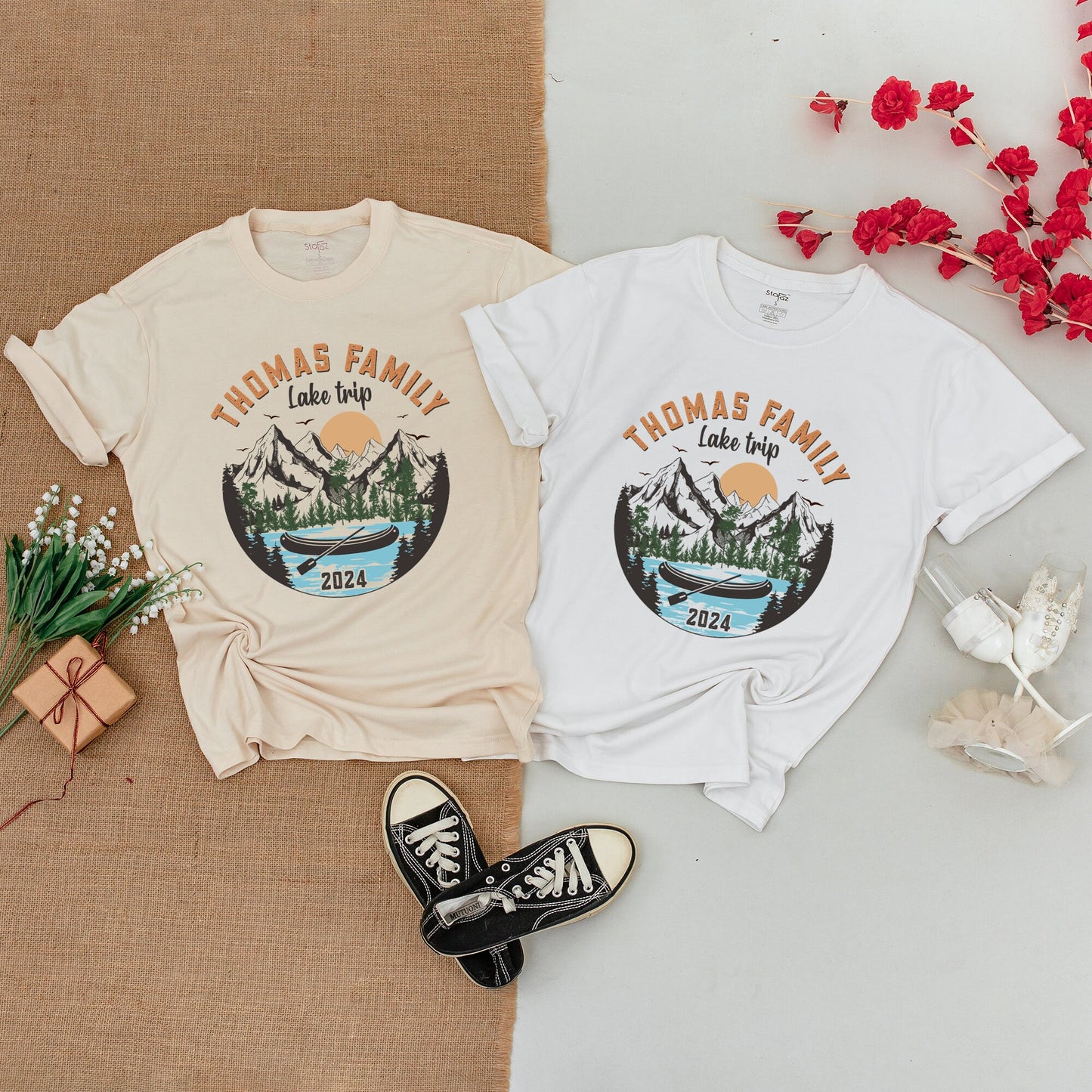 Personalized Lake Trip Family Matching Shirts Boat Party Custom Name Vacation Outfits Baby Bodysuit Making Memories On Lake Time Gift