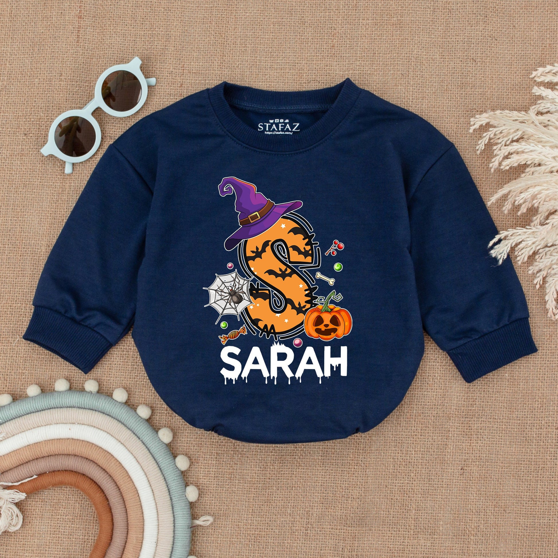 Personalized First Halloween Bodysuit, Baby Fall Pumpkin Romper