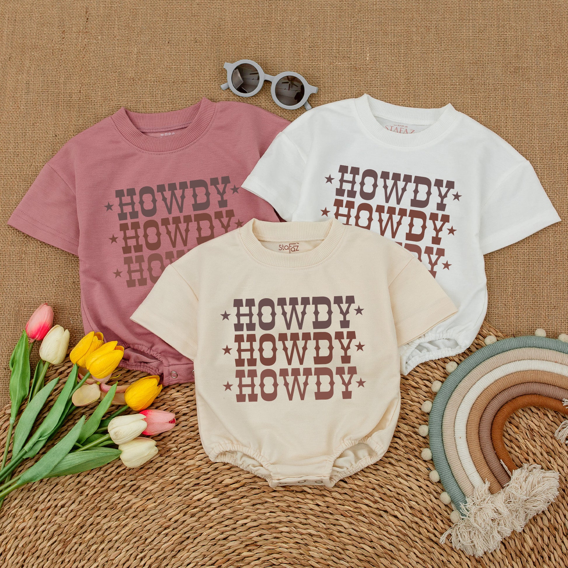 Cowboy Bubble Romper, Gender Neutral Western Baby Bodysuit Gift