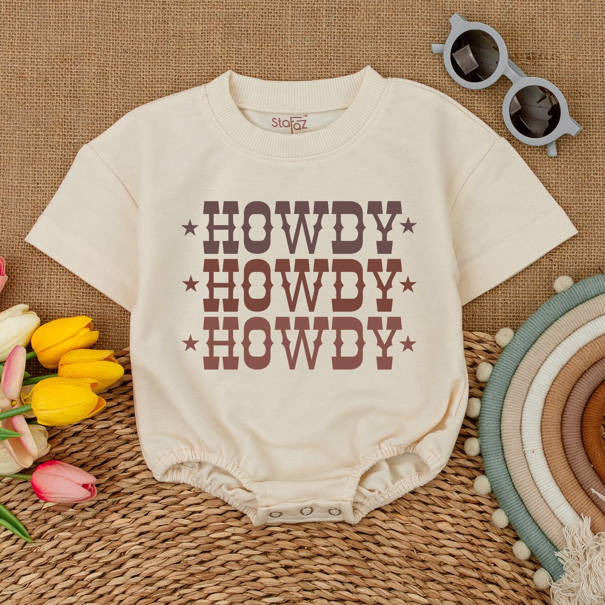 Cowboy Bubble Romper, Gender Neutral Western Baby Bodysuit Gift
