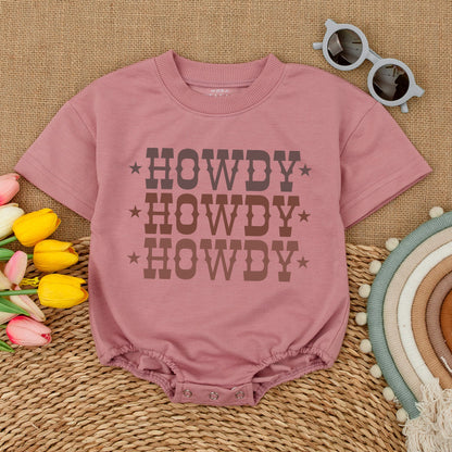 Howdy Bubble Romper Retro Cowboy Bodysuit Baby Girl Western Clothes Newborn Gift Gender Neutral Boho Country Baby Shower Announcement