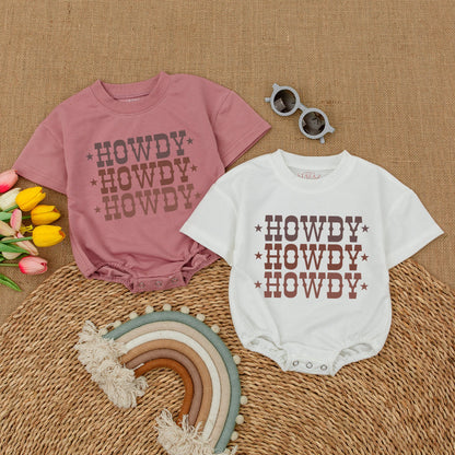 Howdy Bubble Romper Retro Cowboy Bodysuit Baby Girl Western Clothes Newborn Gift Gender Neutral Boho Country Baby Shower Announcement