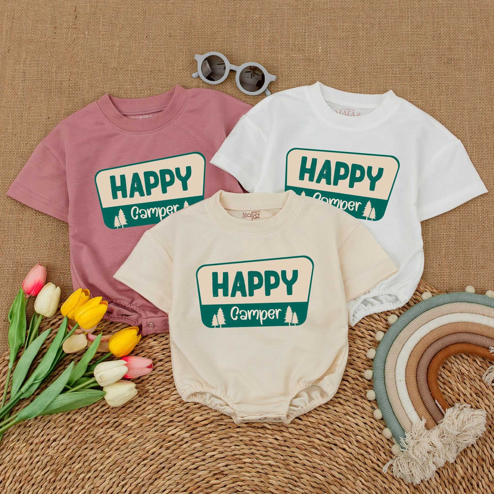 Happy Camper Baby Romper Nature Calls Bodysuit Adventure Infant Camping Vacation Hiking Bubble Romper