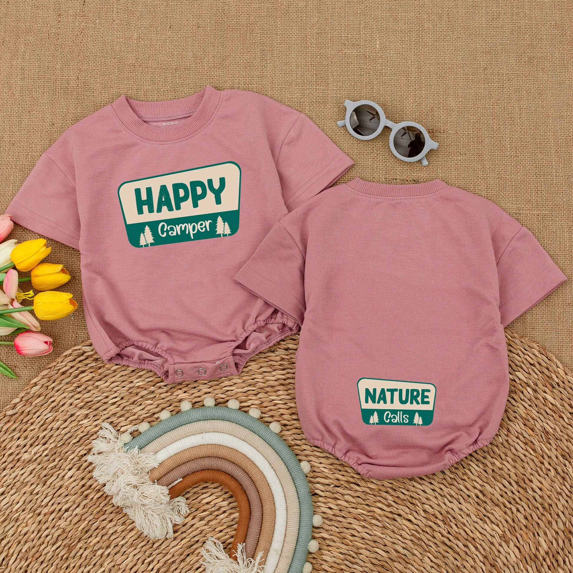 Happy Camper Baby Romper Nature Calls Bodysuit Adventure Infant Camping Vacation Hiking Bubble Romper