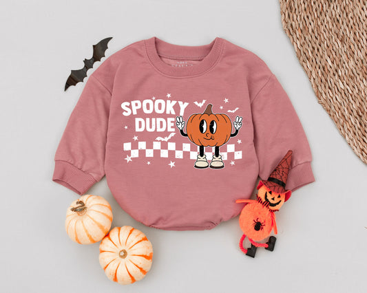 Spooky Dude Romper: Baby's 1st Halloween Retro Outfit, Unisex Fall Wear