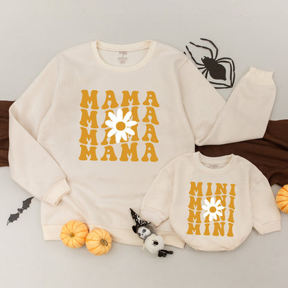 Retro Mama & Daughter Daisy Sweatshirt Set: Cute Matching Outfit