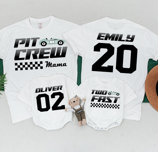 Two Fast Birthday Family Matching Shirts - Race Car Theme for Emily & Oliver! Two Fast Boy & Girl Birthday Outfit