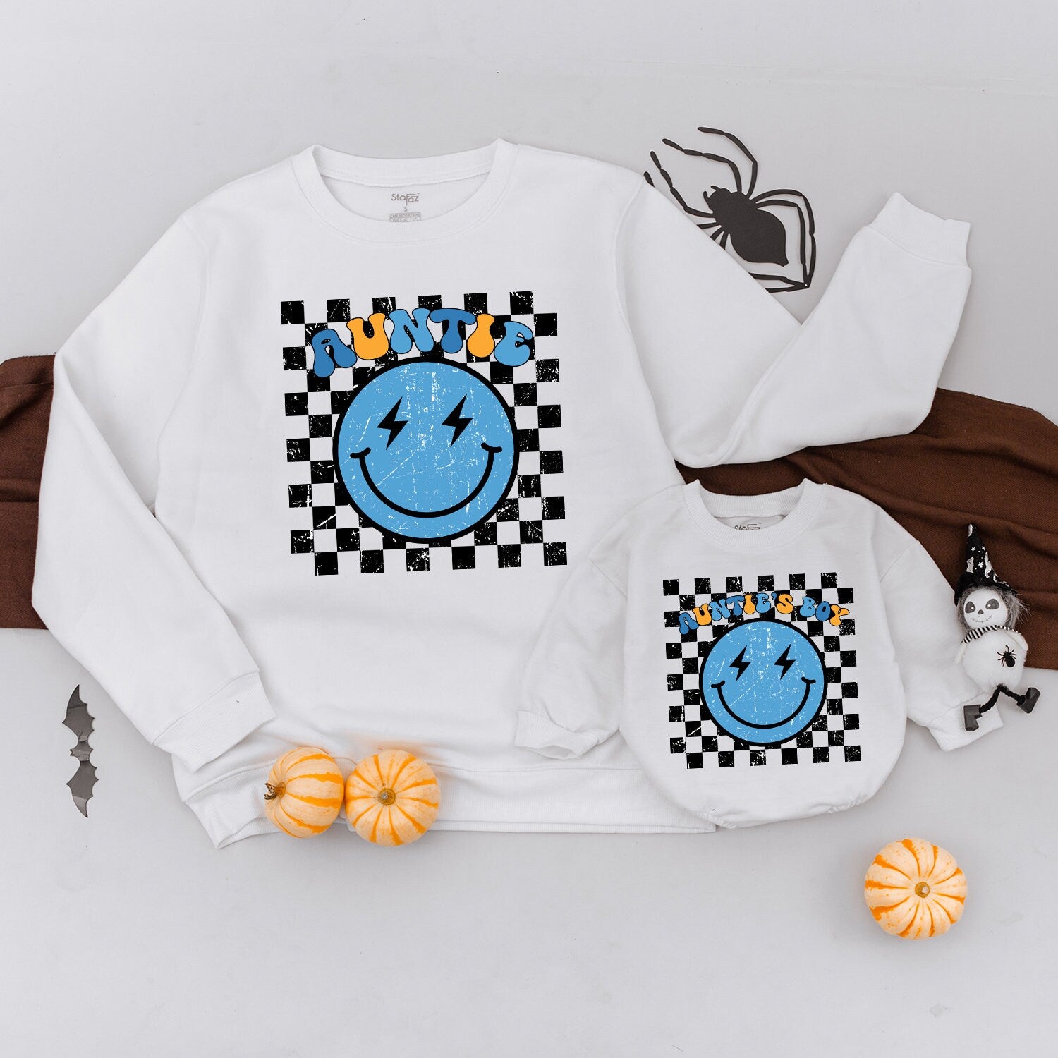 Auntie & Nephew Retro Smile Sweatshirts - Perfect Baby Shower Gift