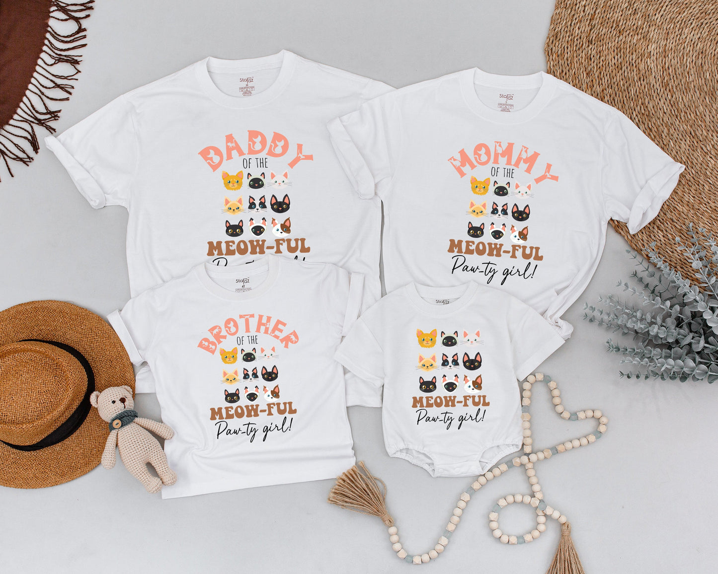 Cat Birthday Party Tees, Matching Family & Mommy and Me Outfits