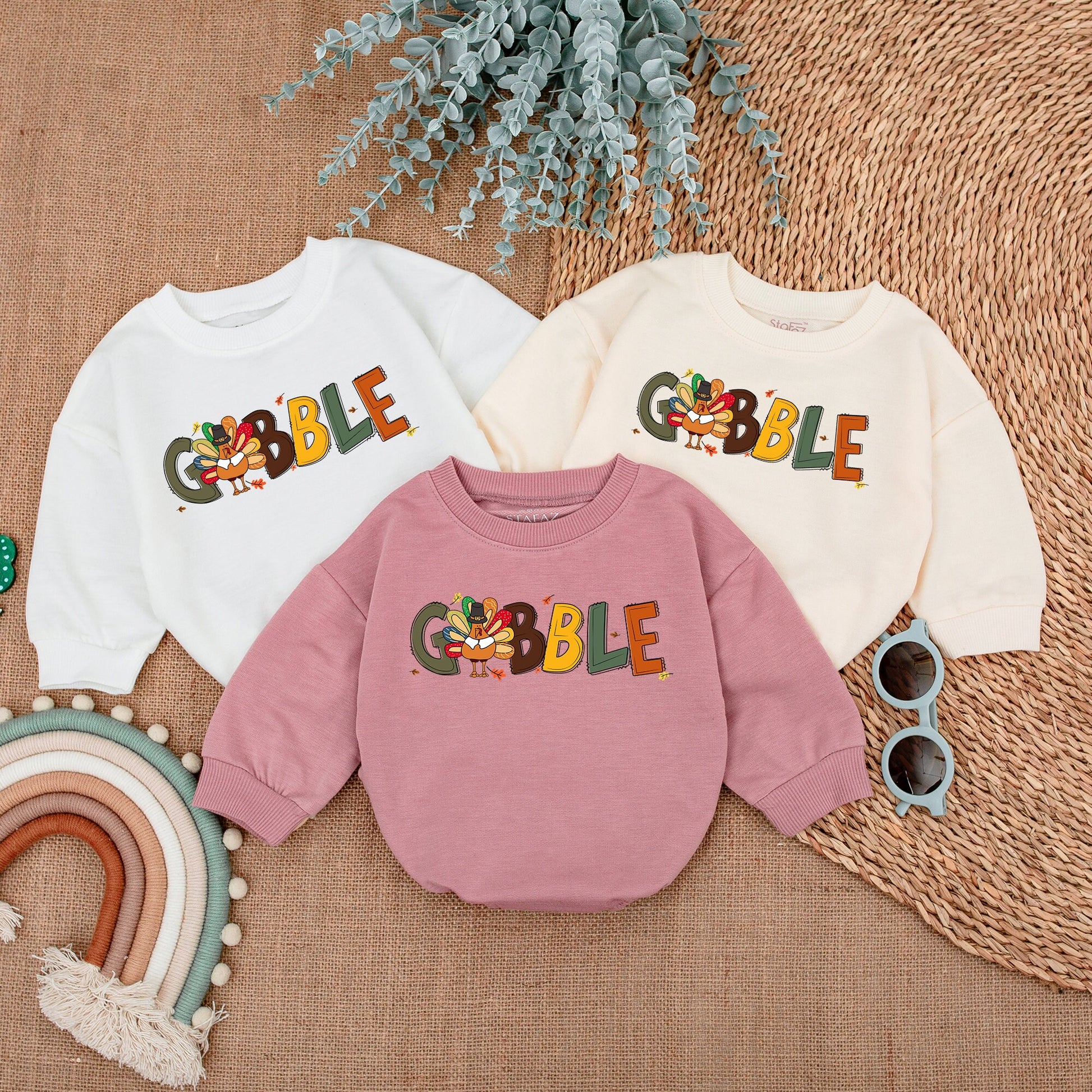 Cute Gobble Turkey Baby Romper Festive Fall Bodysuit for Thanksgiving Baby Shower First Thanksgiving Outfit Soft Cotton
