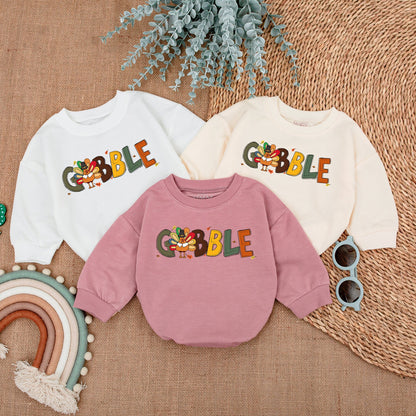 Cute Gobble Turkey Baby Romper Festive Fall Bodysuit for Thanksgiving Baby Shower First Thanksgiving Outfit Soft Cotton