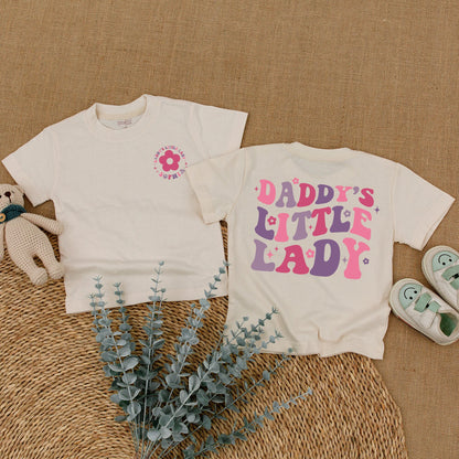 Custom Daddy's Little Lady Romper Retro Floral Stars Toddler Girl Bodysuit Baby Girl Outfit First Birthday Gift
