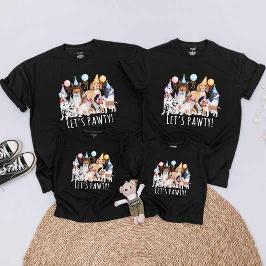 Let's Pawty Birthday Girl Shirt, Matching Family Dog Outfits, Baby Bodysuit, Puppy Party, 1st Birthday Gift, Dog Lover Clothes
