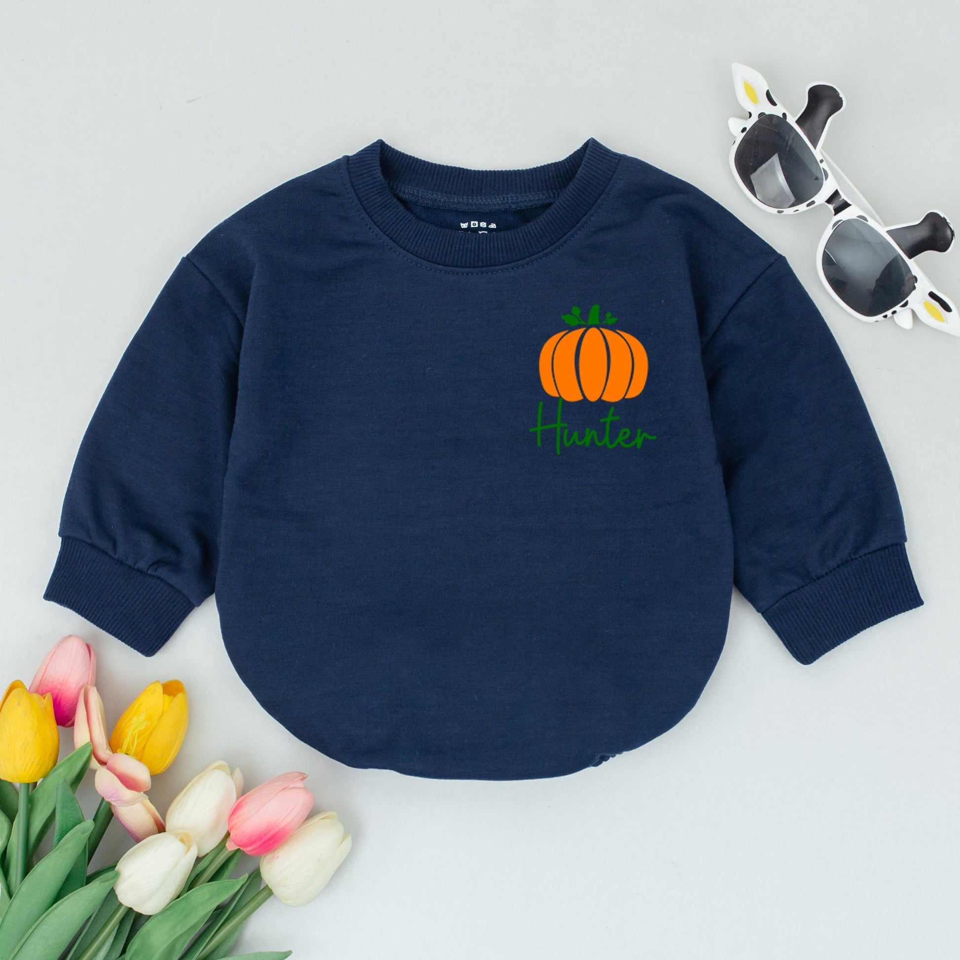 First Halloween Pumpkin Romper - Personalized Baby Costume Outfit