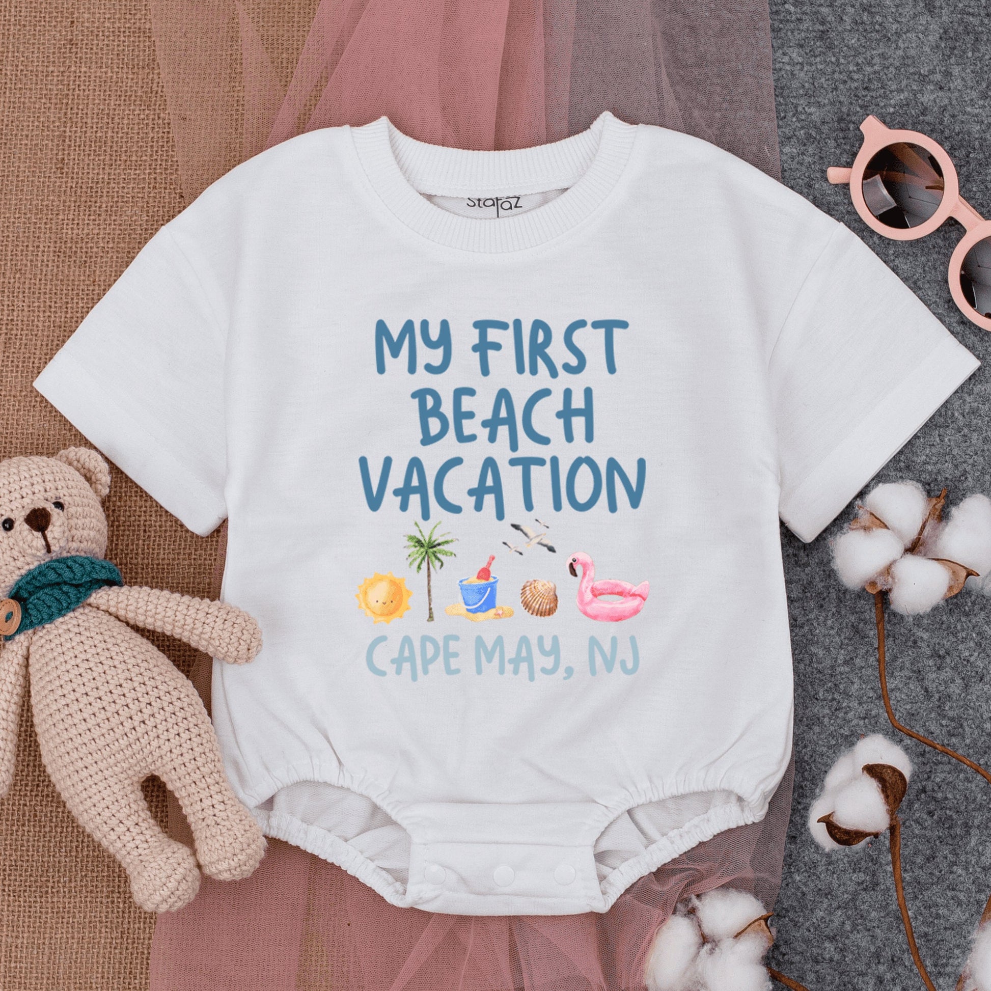 Beach Baby First Vacation Romper: Short Sleeve, Summer Newborn Outfit