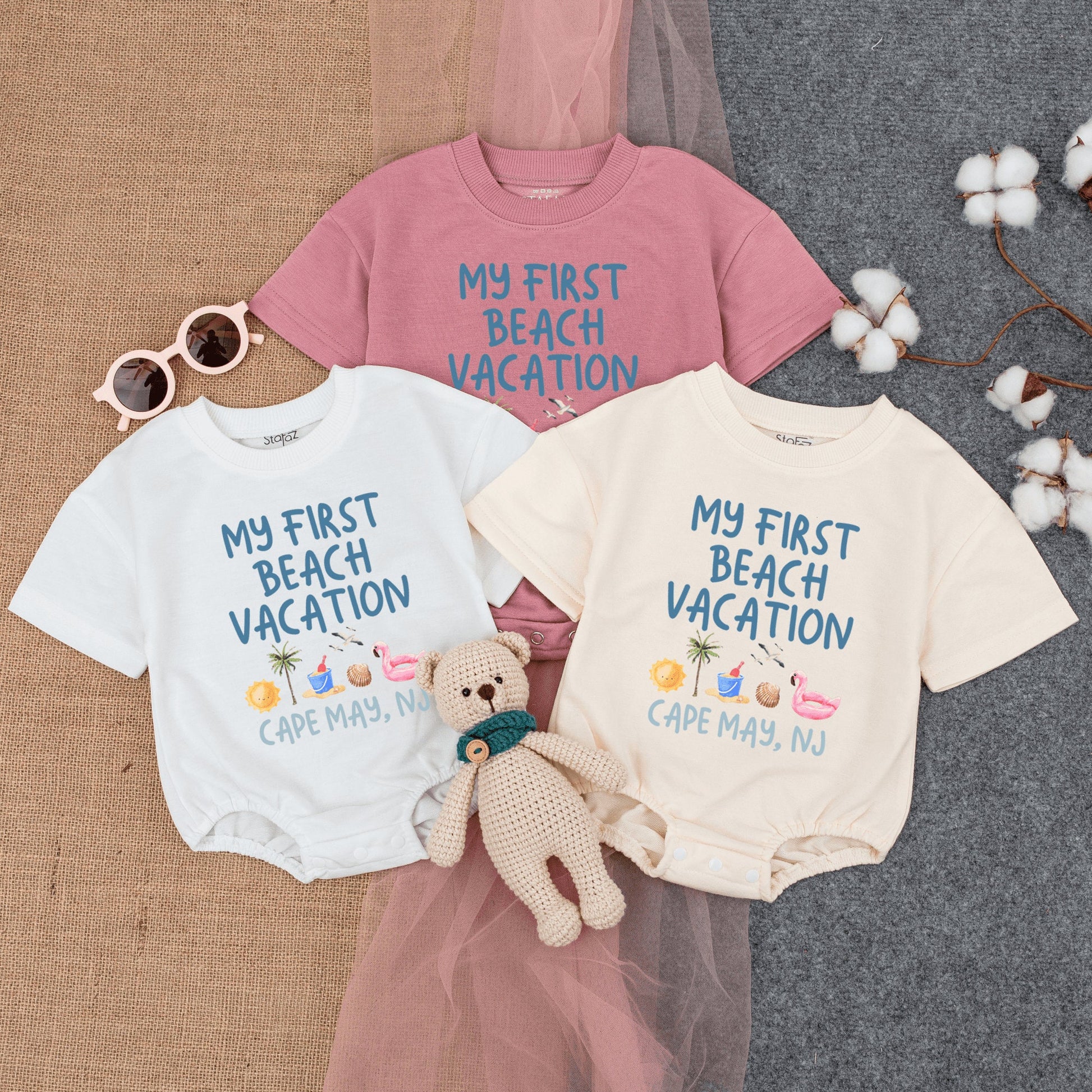 Beach Baby First Vacation Romper: Short Sleeve, Summer Newborn Outfit