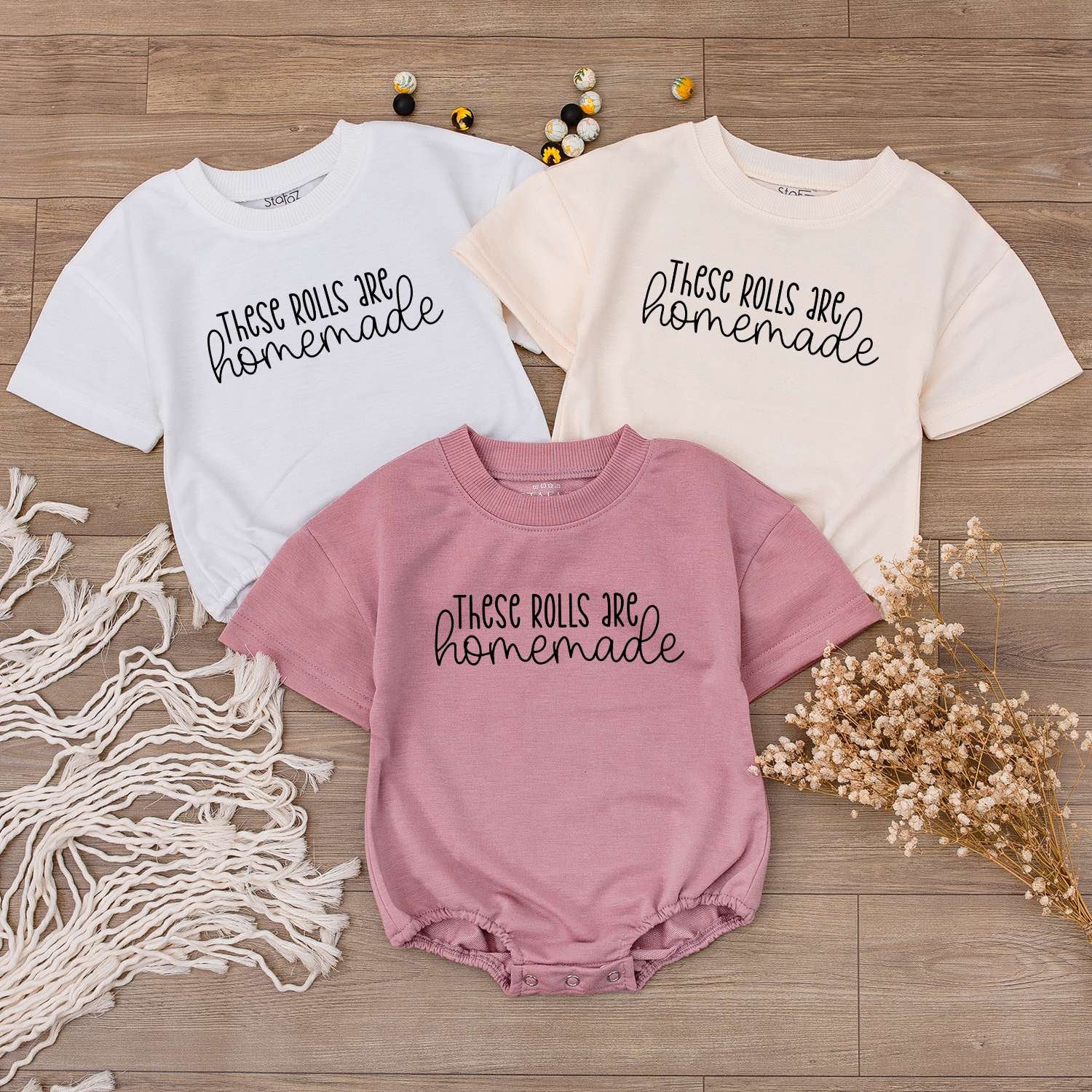 Homemade Baby Romper Set: Funny Fall Bodysuit & Retro Toddler Tee