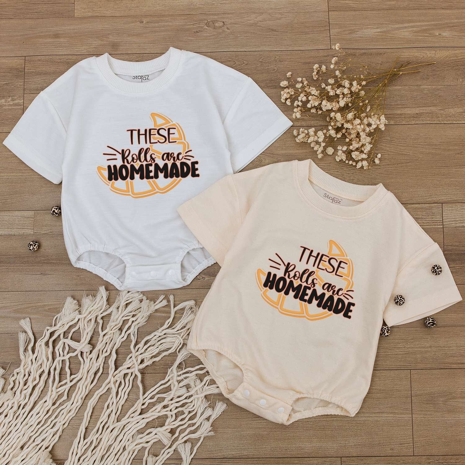 Homemade Retro Romper & Tee: Funny Fall Baby Thanksgiving Outfit