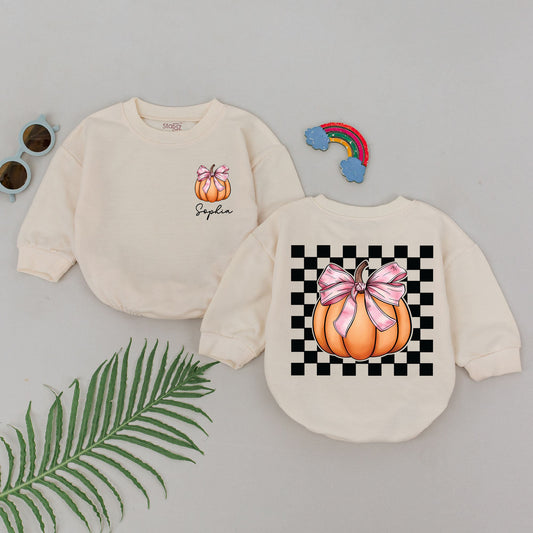 Custom Baby Romper, Fall Pumpkin Outfit, Thanksgiving Gift for Girls