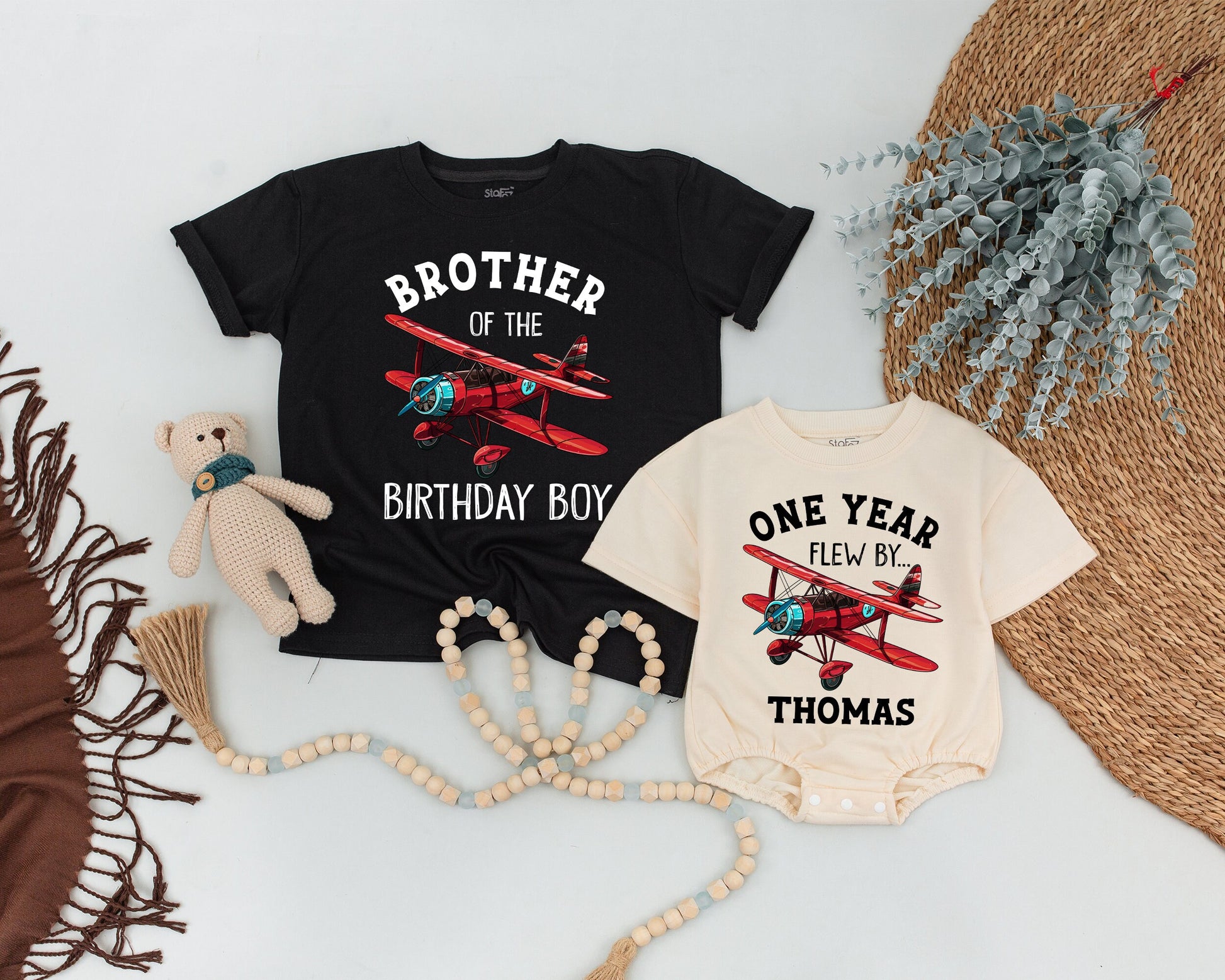 Vintage Airplane Family Shirts: First Birthday Party Matching Outfits