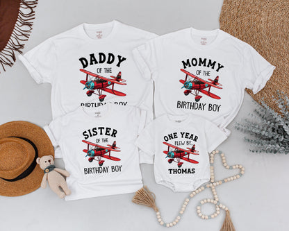 Vintage Airplane Family Shirts: First Birthday Party Matching Outfits