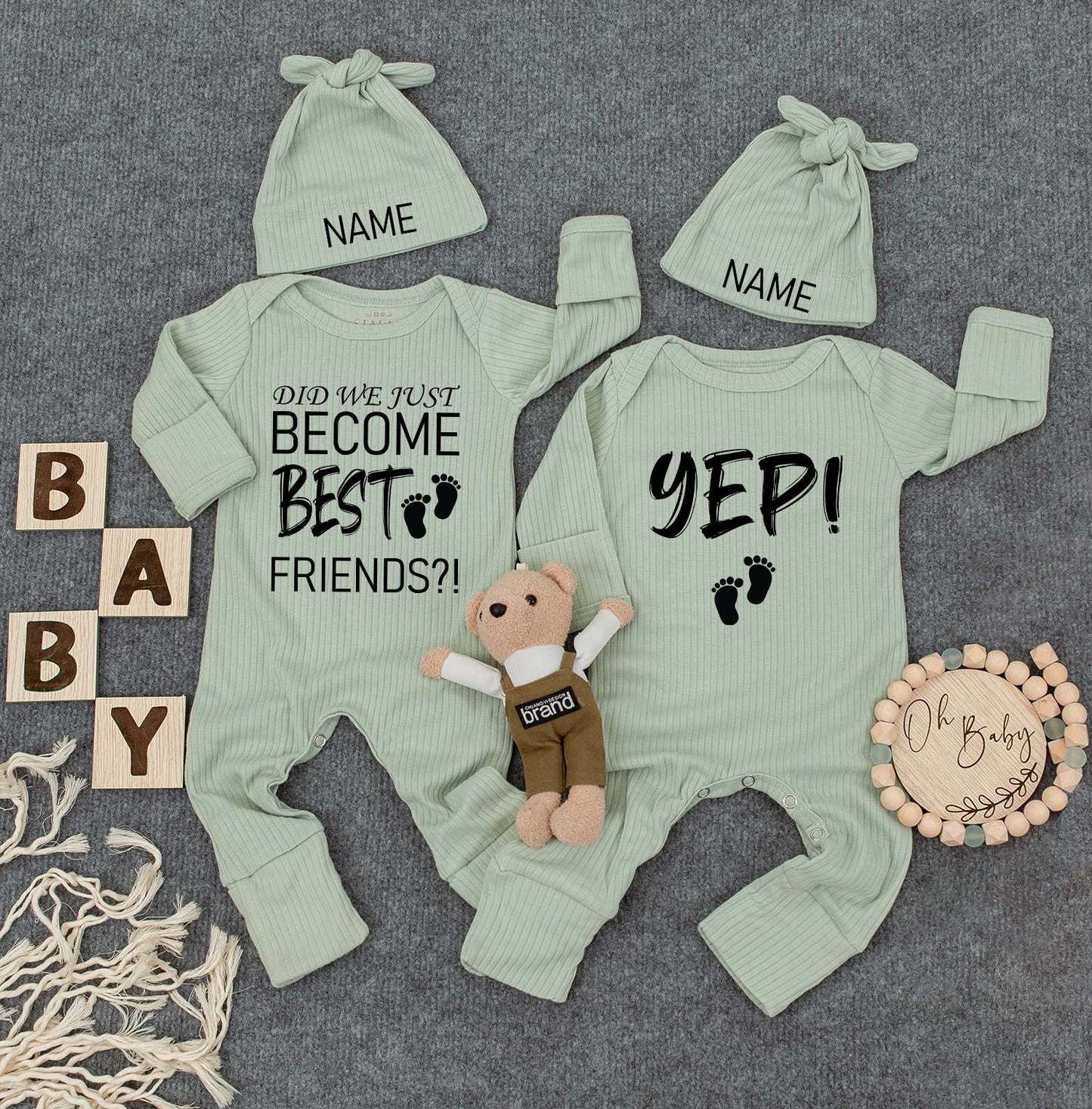 Custom Best Friends Twin Baby Bodysuit Did We Just Become Best Friends Outfit Cute Kid Twin Newborn Gift Personalized Romper