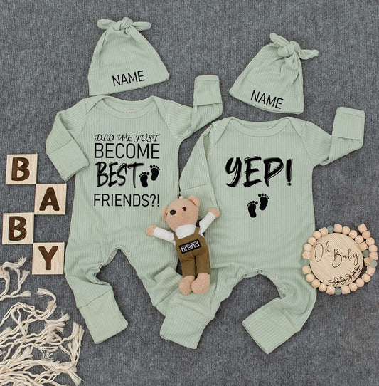 Custom Best Friends Twin Baby Bodysuit Did We Just Become Best Friends Outfit Cute Kid Twin Newborn Gift Personalized Romper