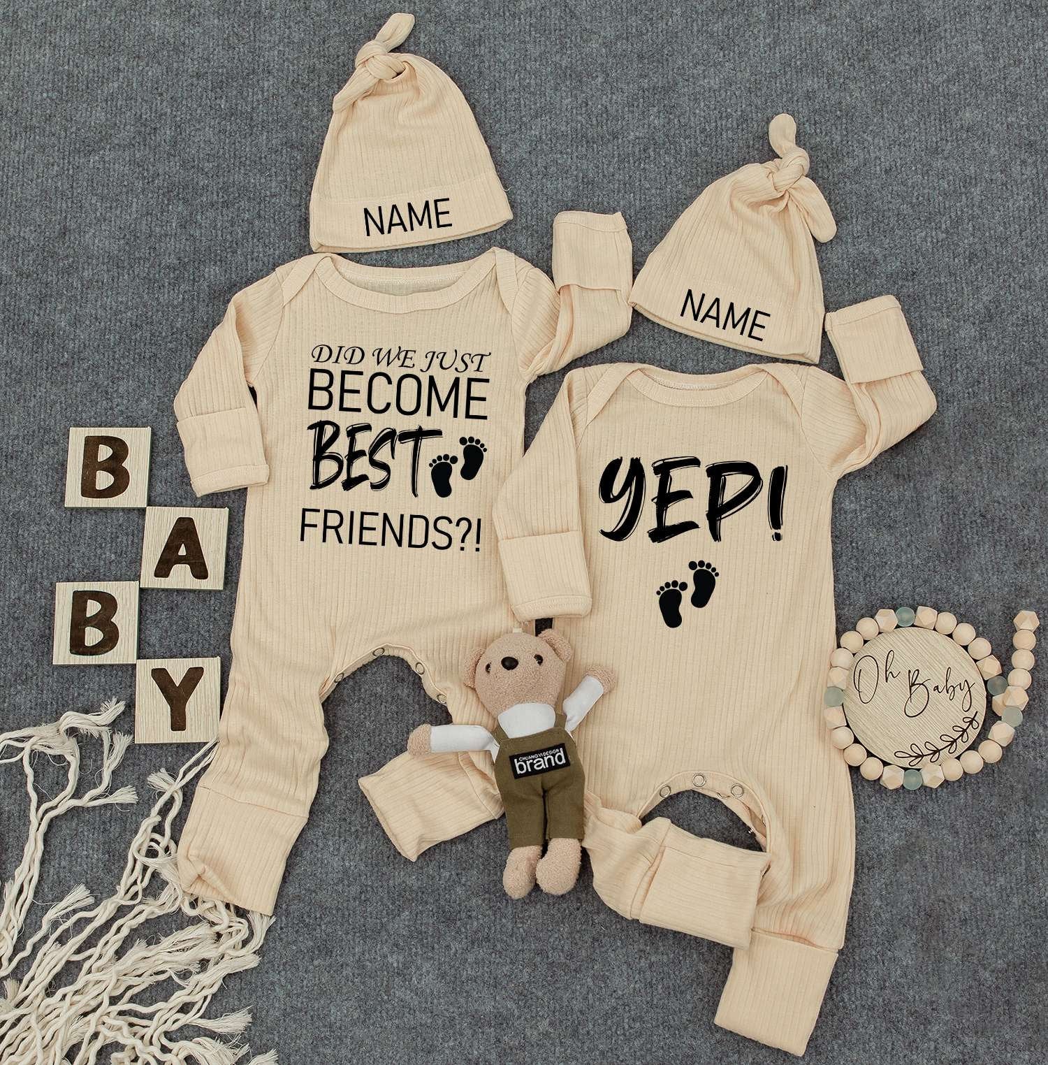 Custom Best Friends Twin Baby Bodysuit Did We Just Become Best Friends Outfit Cute Kid Twin Newborn Gift Personalized Romper