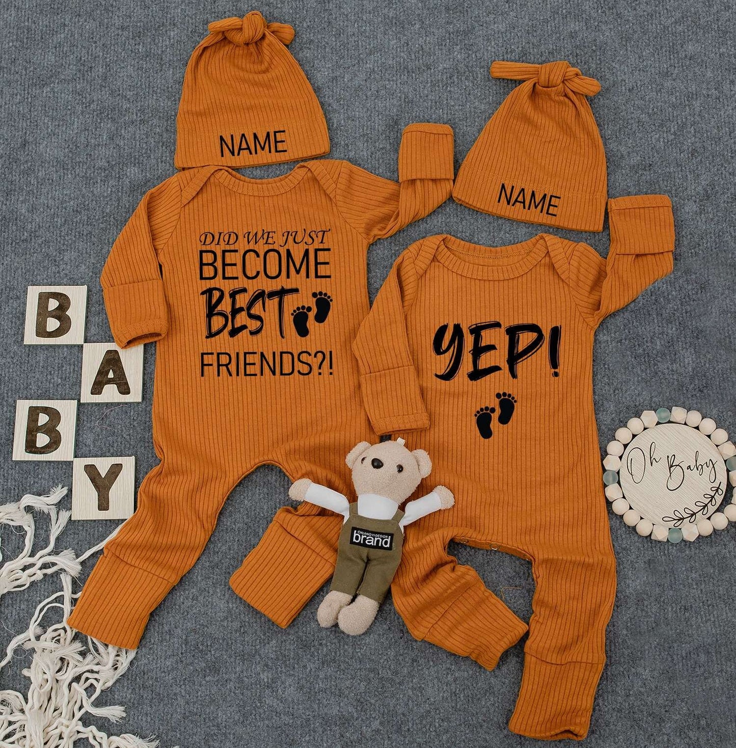 Custom Best Friends Twin Baby Bodysuit Did We Just Become Best Friends Outfit Cute Kid Twin Newborn Gift Personalized Romper