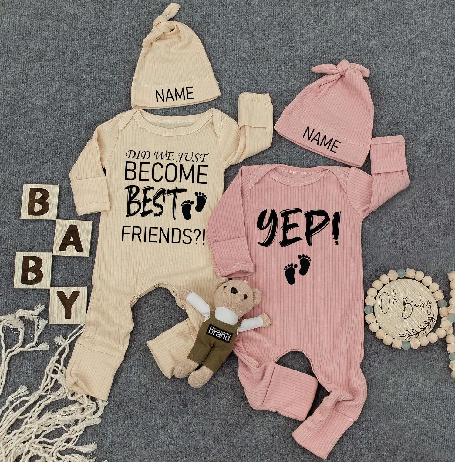Custom Best Friends Twin Baby Bodysuit Did We Just Become Best Friends Outfit Cute Kid Twin Newborn Gift Personalized Romper