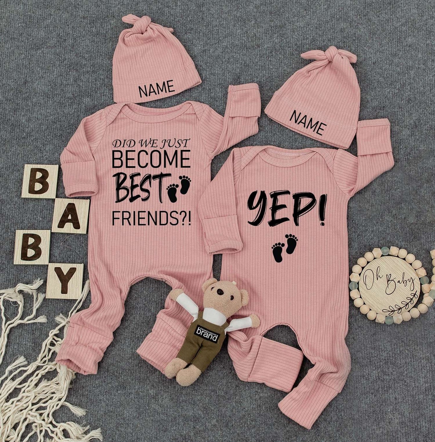Custom Best Friends Twin Baby Bodysuit Did We Just Become Best Friends Outfit Cute Kid Twin Newborn Gift Personalized Romper