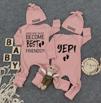 Custom Best Friends Twin Baby Bodysuit Did We Just Become Best Friends Outfit Cute Kid Twin Newborn Gift Personalized Romper