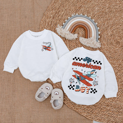 Retro Patriotic Baby Romper - 4th of July Newborn Bodysuit