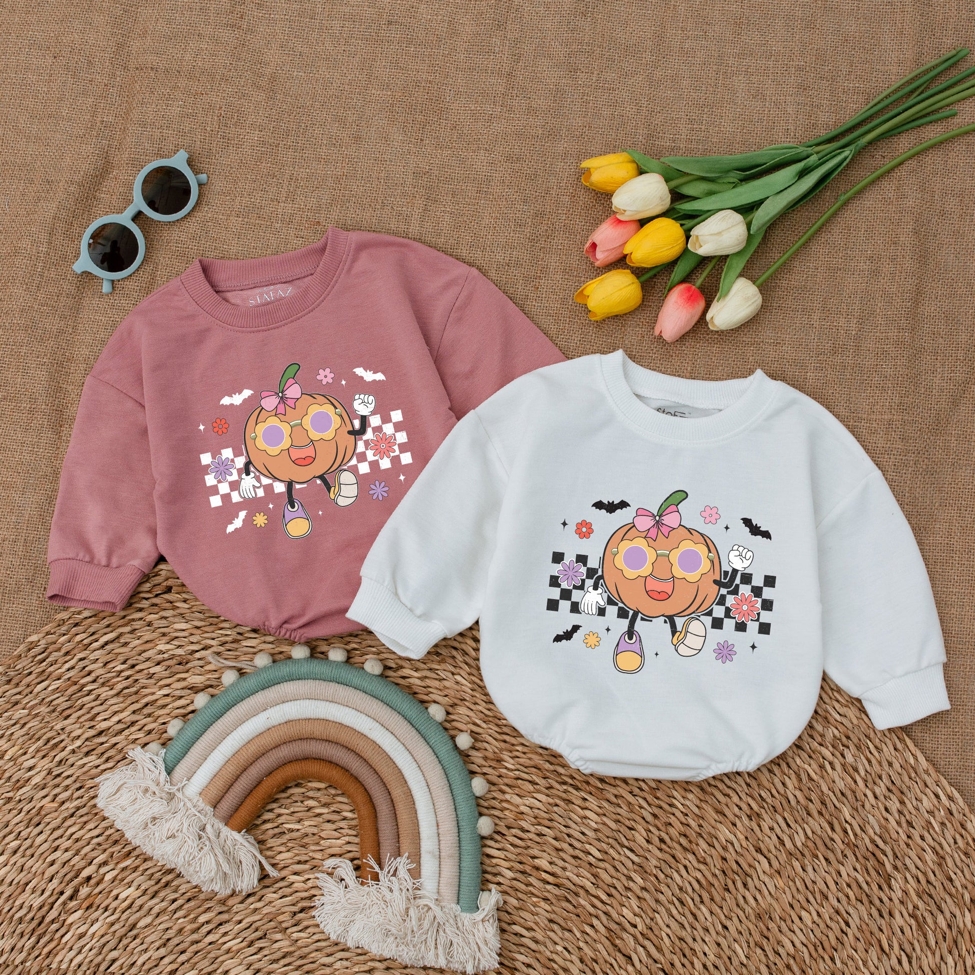 Retro Groovy Halloween Baby Romper – Cute Fall Baby Shower Gift  