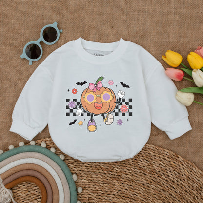 Retro Groovy Halloween Baby Romper – Cute Fall Baby Shower Gift  