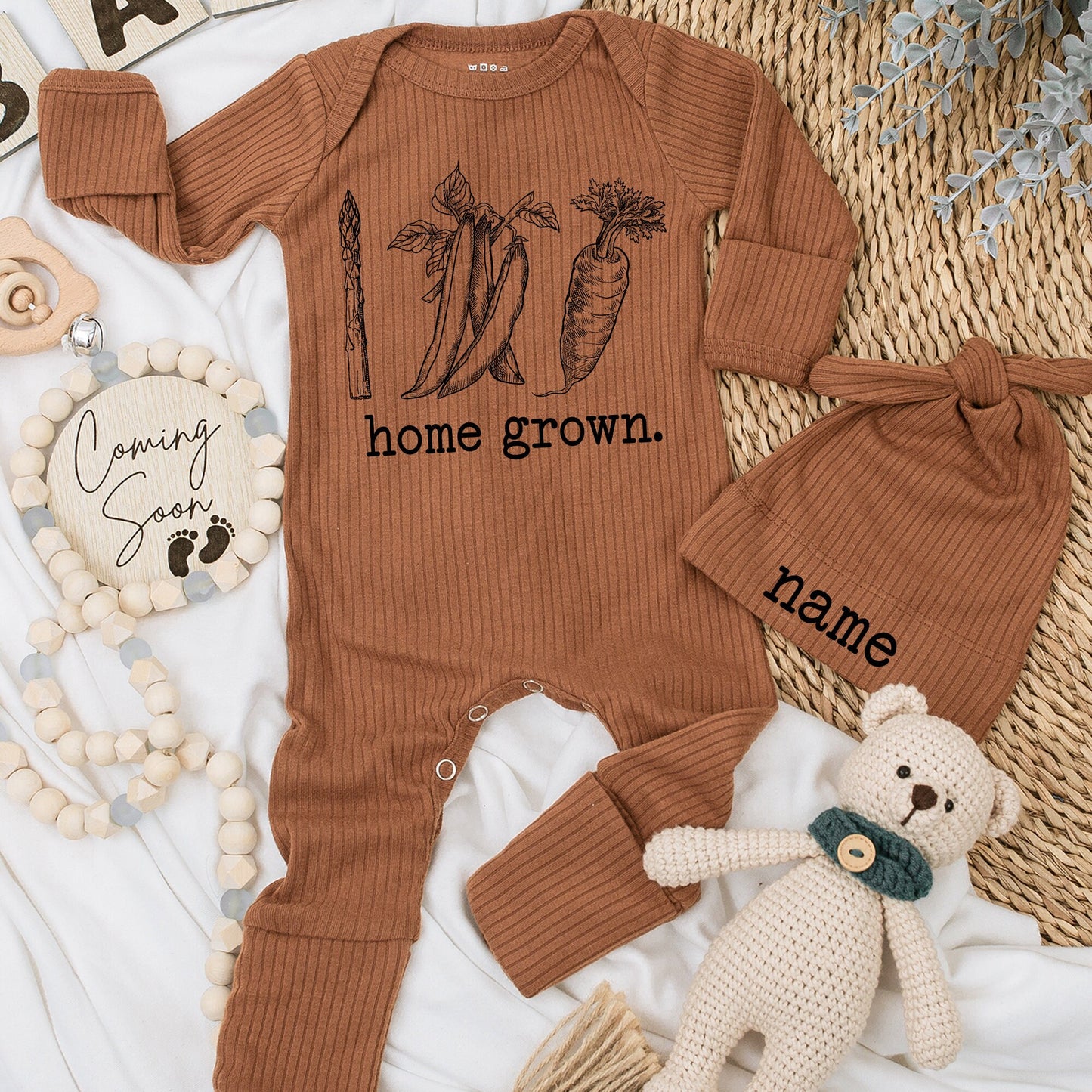 Natural Baby Bodysuit Set - Cute Shower Gift & Gender Neutral Outfit