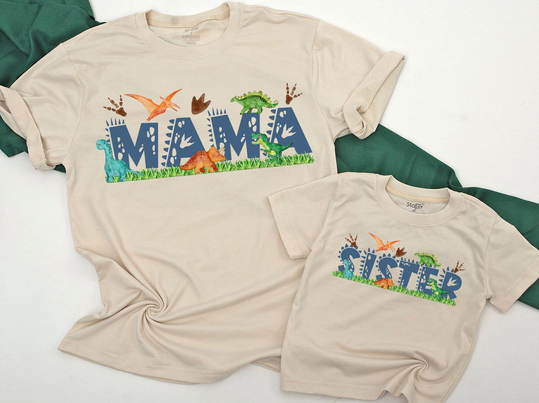 Dino Birthday Family Matching Shirts Mama Daddy Sister Brother Custom Dinosaur Party Outfits