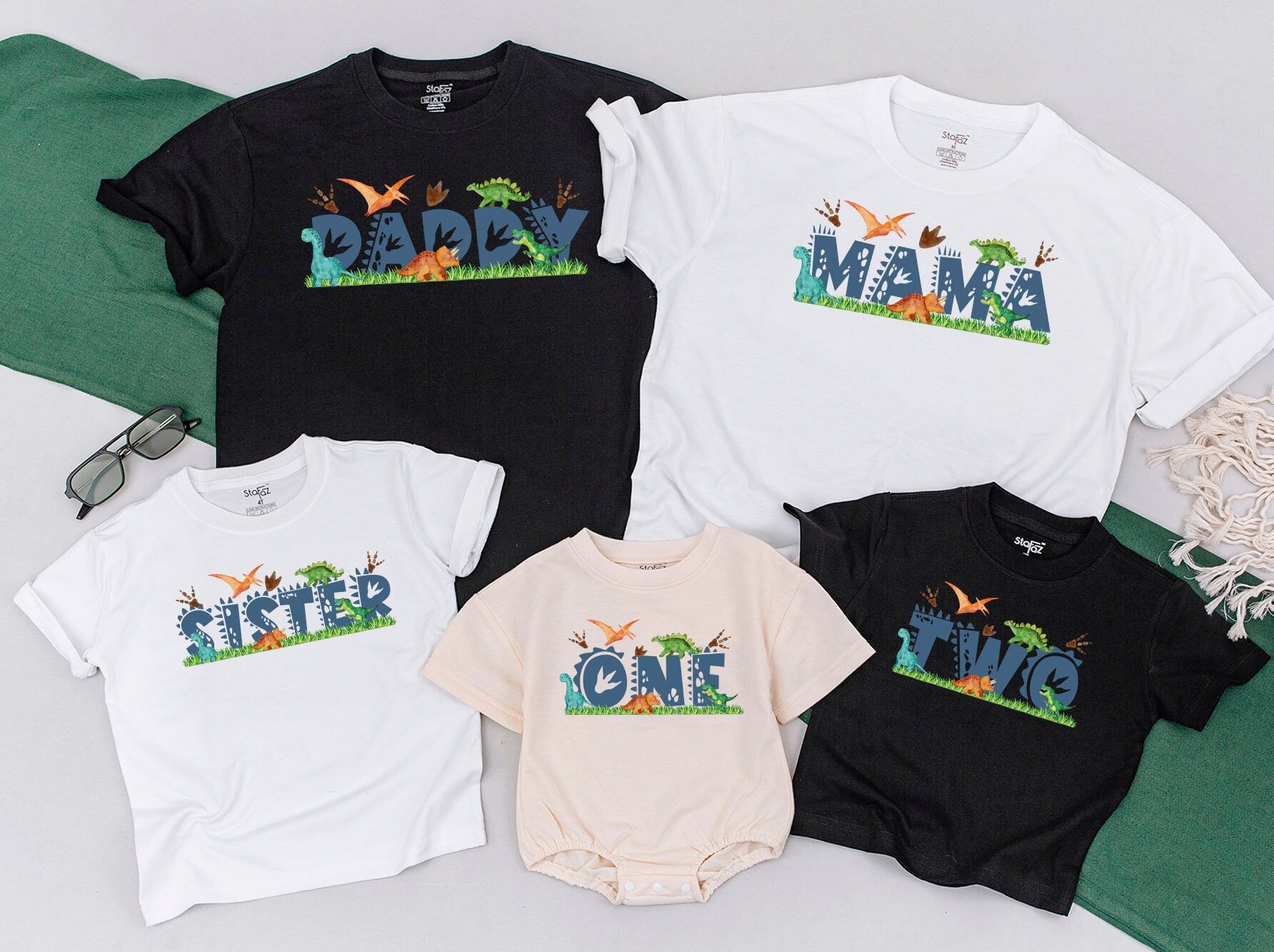 Dino Birthday Family Matching Shirts Mama Daddy Sister Brother Custom Dinosaur Party Outfits