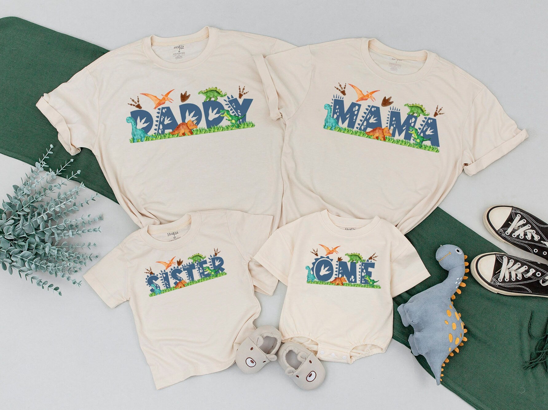 Dino Birthday Family Matching Shirts Mama Daddy Sister Brother Custom Dinosaur Party Outfits
