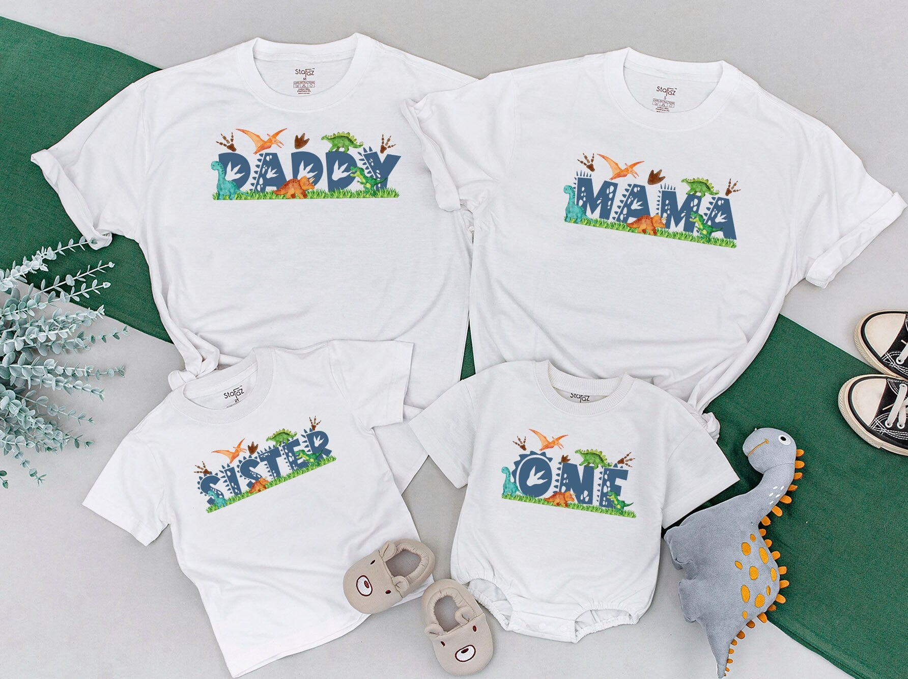 Dino Birthday Family Matching Shirts Mama Daddy Sister Brother Custom Dinosaur Party Outfits