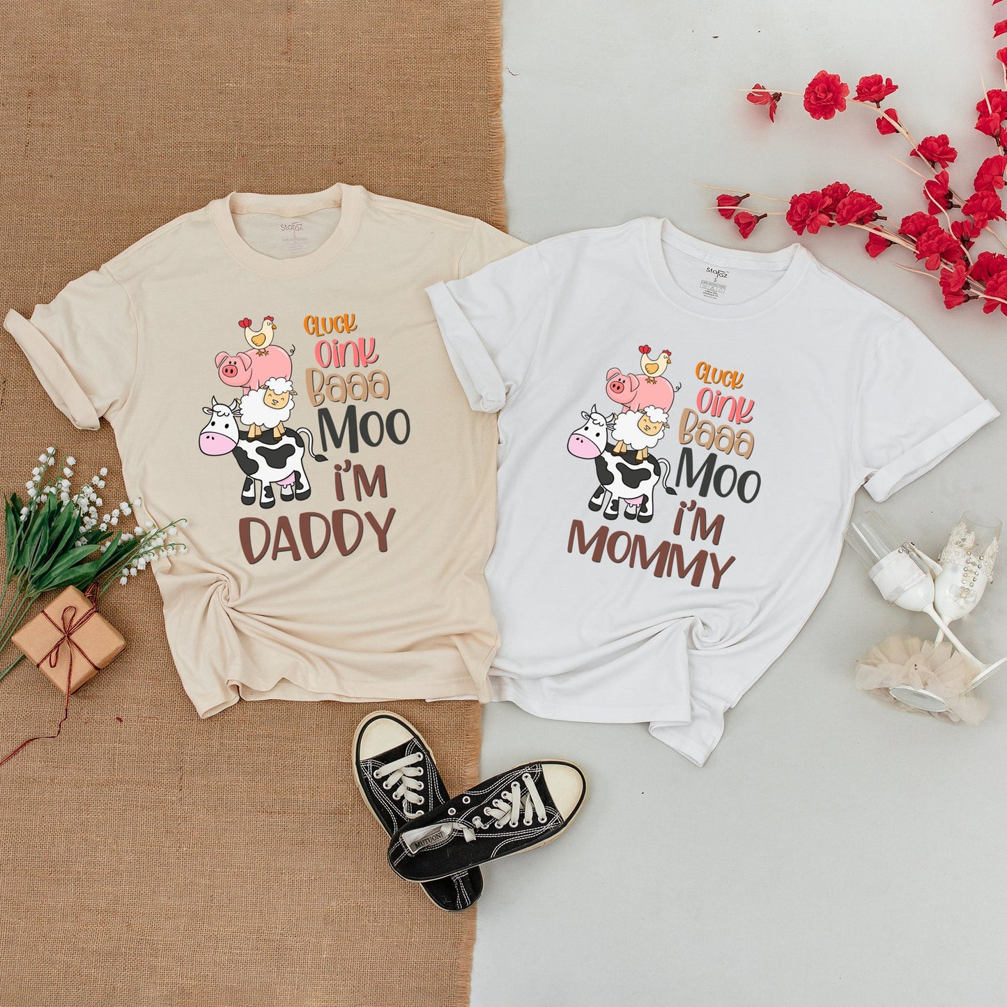 Barnyard Birthday Family Shirts - Cluck Oink Moo I'm Two Outfit