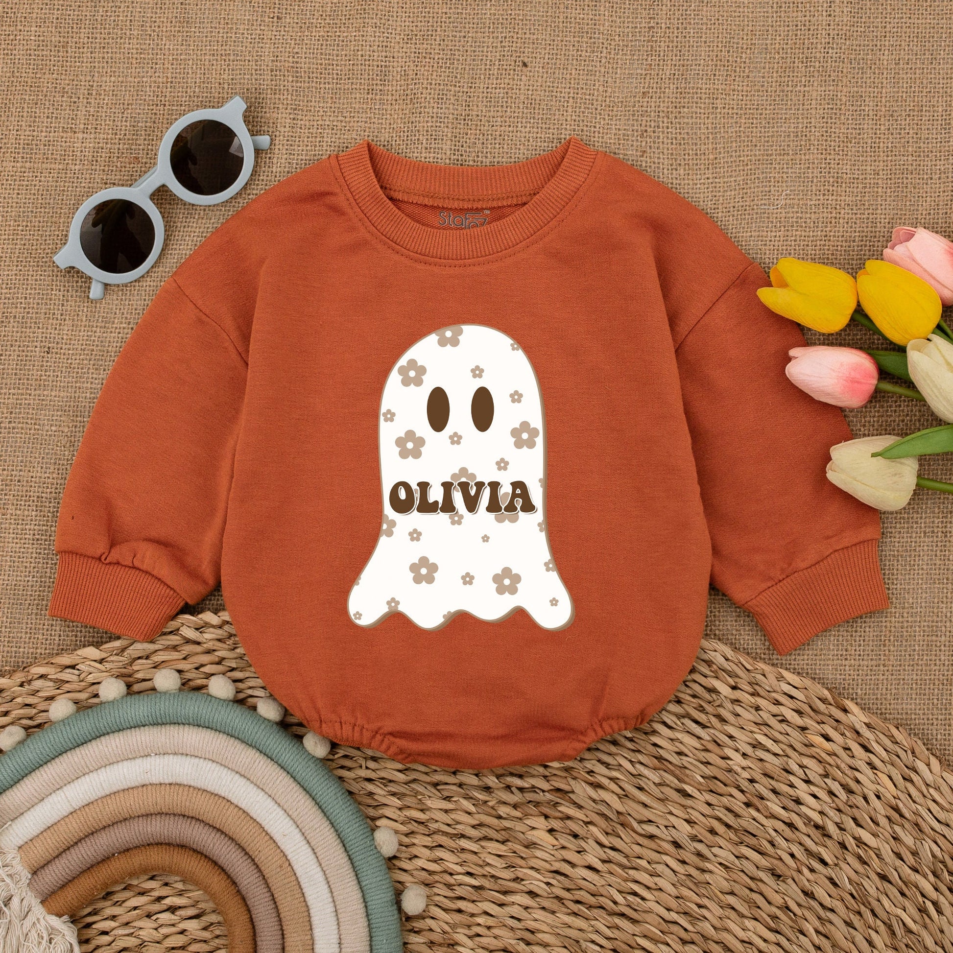 Personalized Cute Boo Baby Romper - Halloween Ghost Fall Outfit