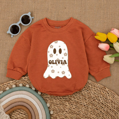 Personalized Cute Boo Baby Romper - Halloween Ghost Fall Outfit