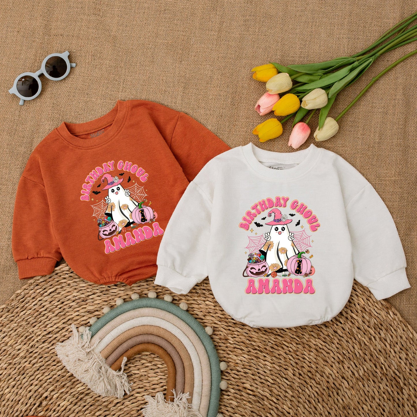 Groovy Ghoul Halloween Romper: 1st Birthday Baby Girl Outfit