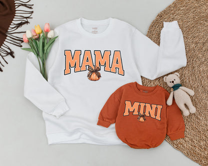 Matching Mama and Mini Pumpkin Fall Sweatshirt Halloween Outfit