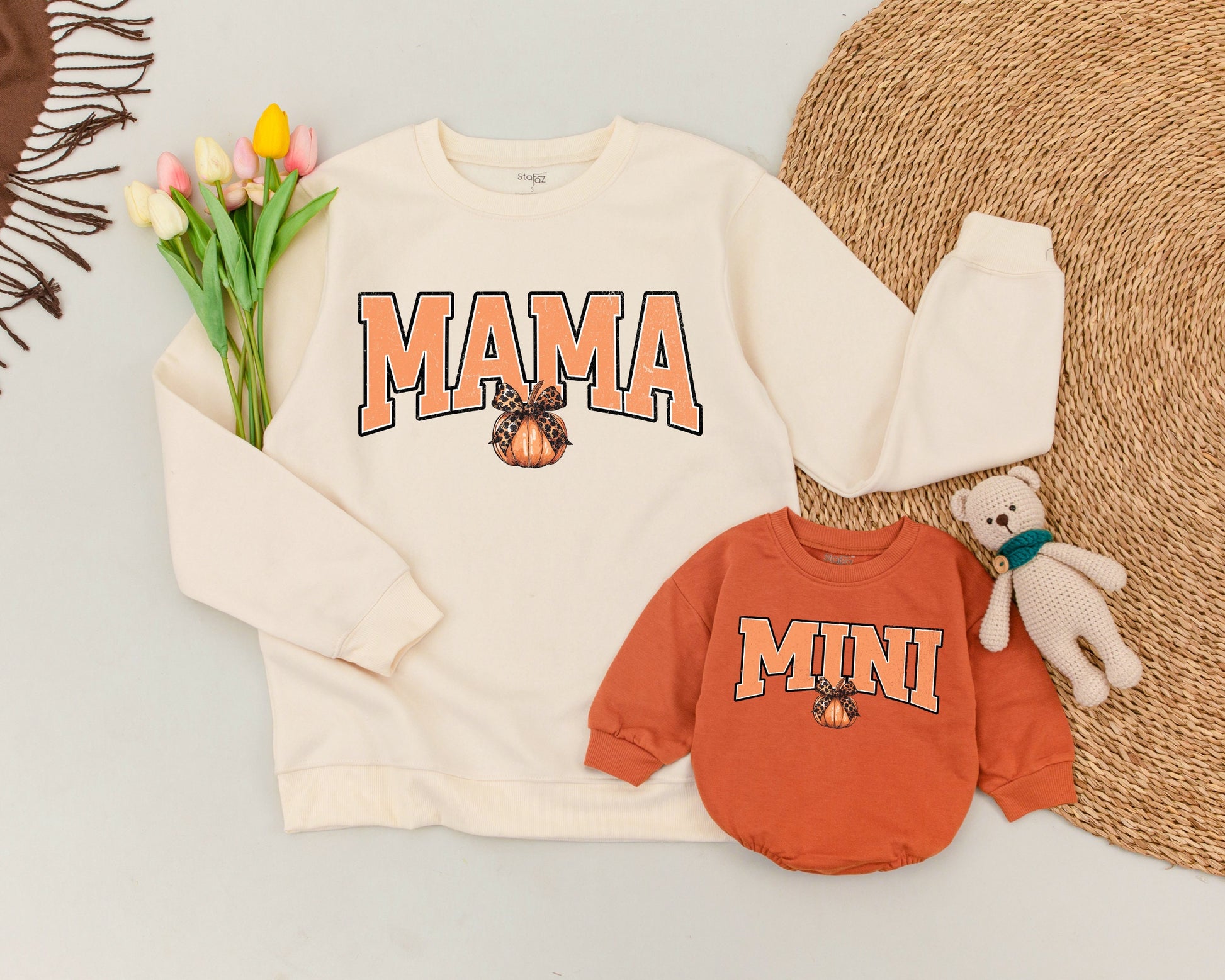 Matching Mama and Mini Pumpkin Fall Sweatshirt Halloween Outfit