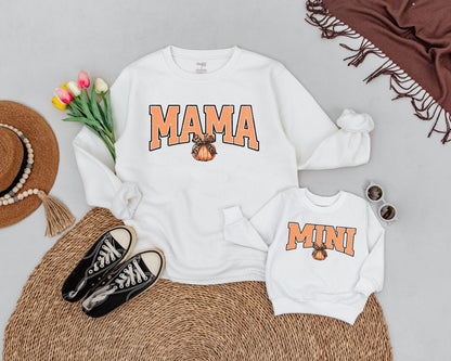 Matching Mama and Mini Pumpkin Fall Sweatshirt Halloween Outfit